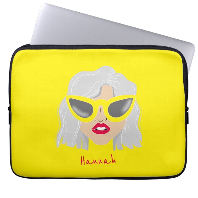 Coola Grått-parad kvinna med eget namn på glasögon Laptop Fodral (Framsidan)