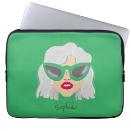 Coola Grått-parad kvinna med eget namn på glasögon Laptop Fodral