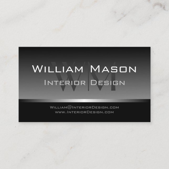 COOLA GRÅTT & SILVER RAND PROFESSIONELL BUSS VISITKORT (Framsida)