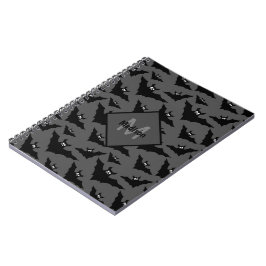 Coola grått svarta fladdermöss Halloween mönster M Anteckningsbok