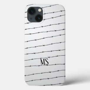 Coola grått svartvit taggtråd mönster Monogram