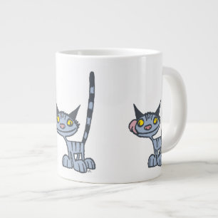Coola Grått Tecknad Katt Jumbo Mugg