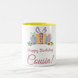 **COOLA GRATTIS PÅ FÖDELSEDAGEN COUSIN** Två To Två-Tonad Mugg