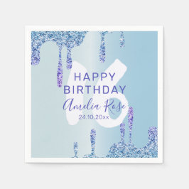Coola Grattis på födelsedagen Ice Blue Glitter Pappersservett