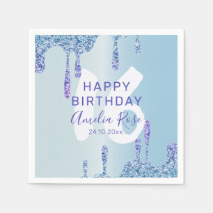 Coola Grattis på födelsedagen Ice Blue Glitter Pappersservett