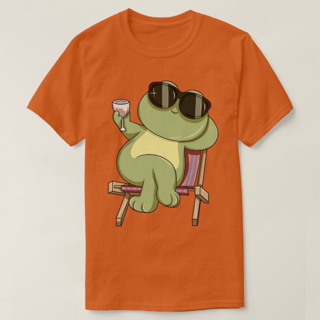 Coola groda dricker ett glas vin t shirt (Design framsida)