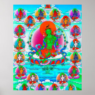 Coola Grönt av tibetanthangka  Tara tatuering Poster