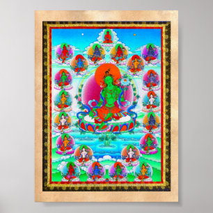 Coola Grönt av tibetanthangka  Tara tatuering Poster
