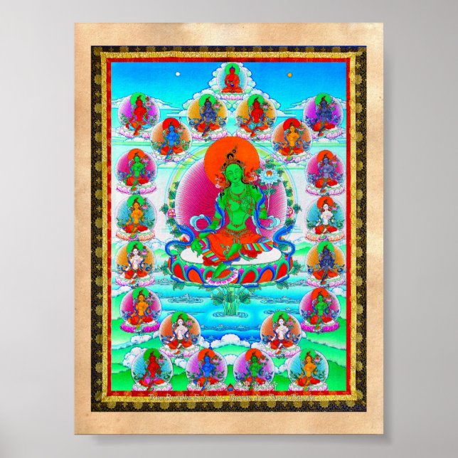 Coola Grönt av tibetanthangka  Tara tatuering Poster (Framsidan)