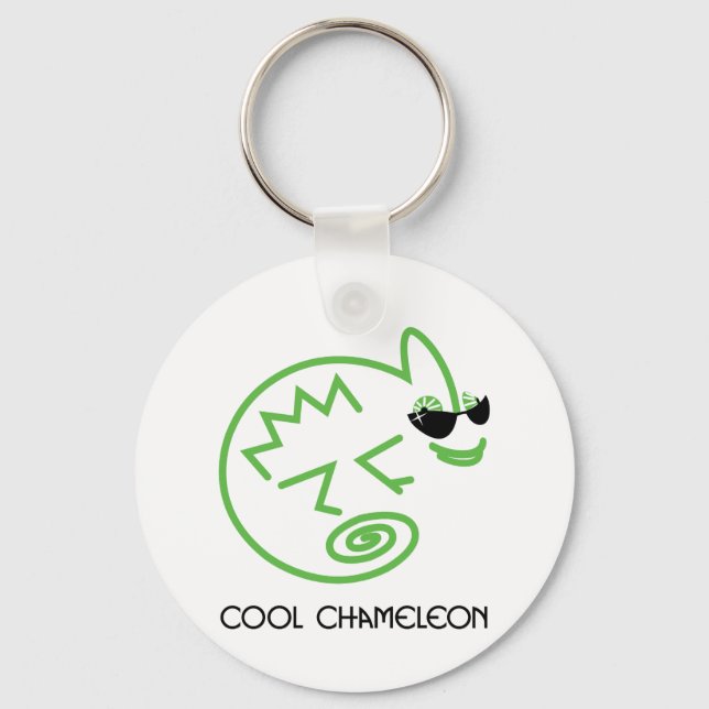 Coola Grönt Chameleon Nyckelring (Framsida)