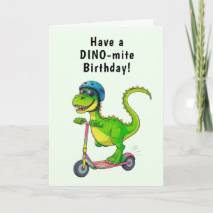 Coola Grönt Dinosaur Birthday Kort