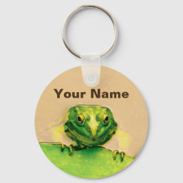 Coola Grönt Frog Personlig Namn Nyckelring