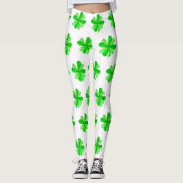 Coola Grönt Irish Shamrock Klöver Patricks Day Leggings