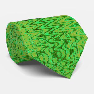 Coola Grönt och Guld Abstrakt Tye Dye Retro Vinkar Slips