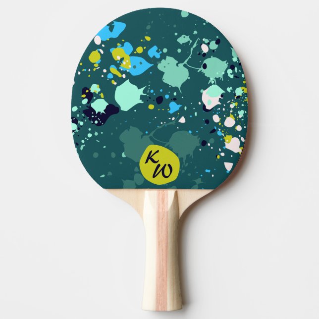 Coola Grönt Paint Splatter Initial Pingisracket (Framsidan)