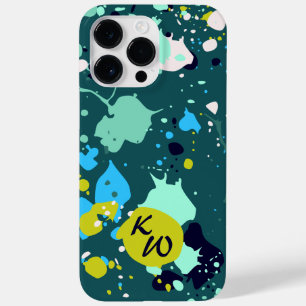 Coola Grönt Paint Splatter Initialer