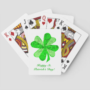 Coola Grönt Shimering Shamrock St. Patrick's Day Casinokort