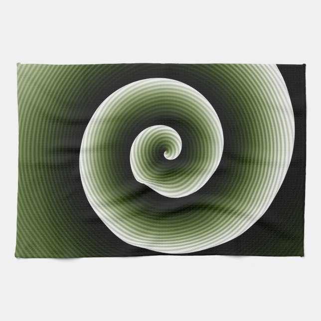 COOLA Grönt Spiral Mönster Kökshandduk (Horisontell)