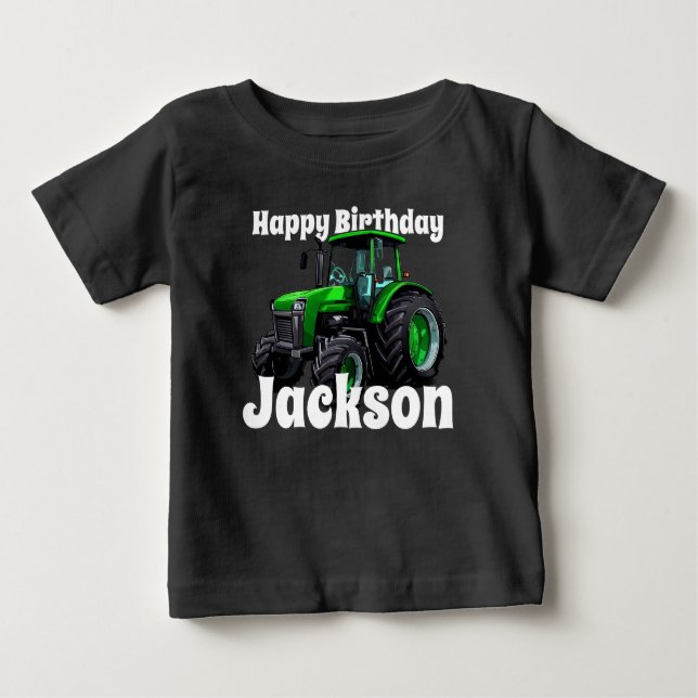 Coola Grönt Tractor Birthday T Shirt (Framsida)