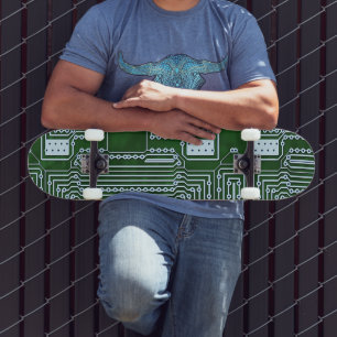 Coola Grönt Vit datorkretskort Linjer Skateboard Bräda 20,5 Cm