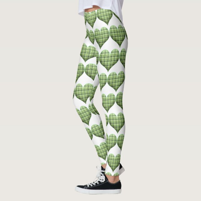 Coola Grönt White Hearts St.Patrick's Day Helgdag Leggings (Vänster)