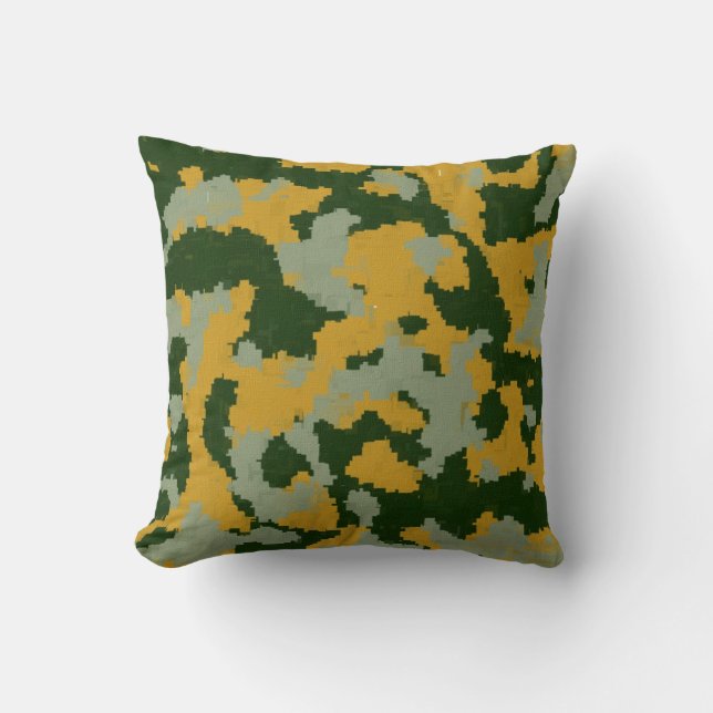 Coola Grönt Yelllow Grått Camouflage Pillow Kudde (Framsida)