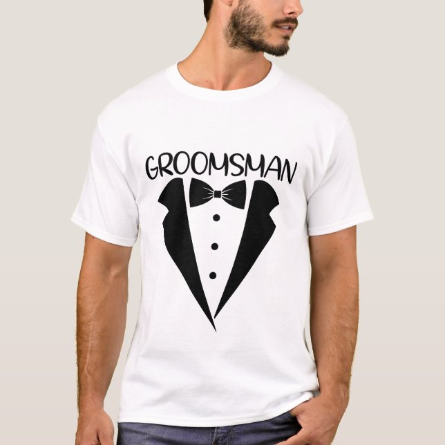 Coola Groomsman Bröllop ord art T Shirt (Framsida)