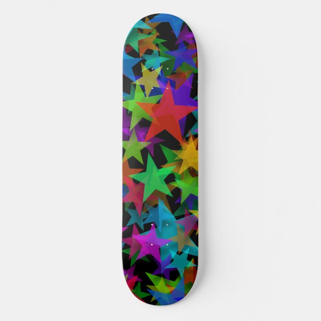 Coola Groovy Regnbågsstjärnor Skateboard Bräda 19,5 Cm (Framsida)