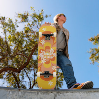 Coola Groovy Retro Vintage Flower Power Skateboard