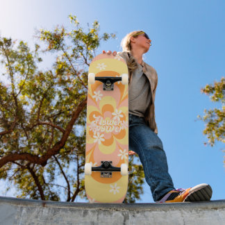 Coola Groovy Retro Vintage Flower Power Skateboard