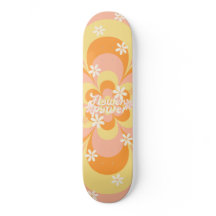 Coola Groovy Retro Vintage Flower Power Skateboard