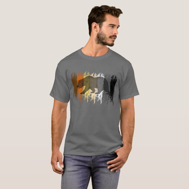 Coola Grunge Björn Skugga Gay Björnar Pride T-shirt (Hel framsida)