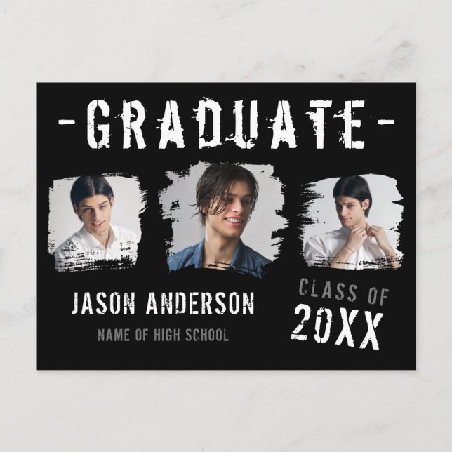 Coola Grunge Black 3 Photo Student annons Vykort (Framsida)