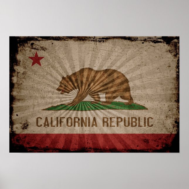 Coola Grunge California Flagga Poster (Framsidan)