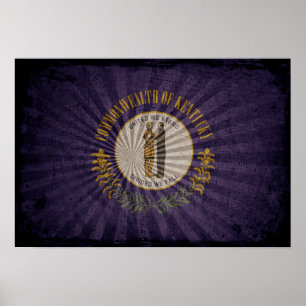 Coola Grunge Kentucky Flagga Poster