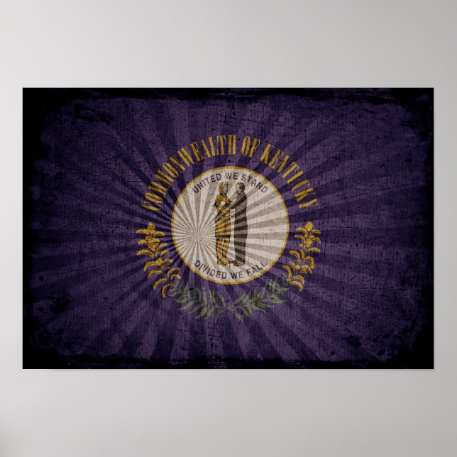 Coola Grunge Kentucky Flagga Poster (Framsidan)