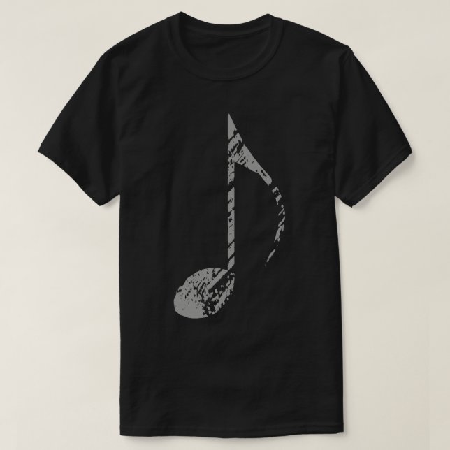 Coola Grunge Music Note Grått T Shirt (Design framsida)