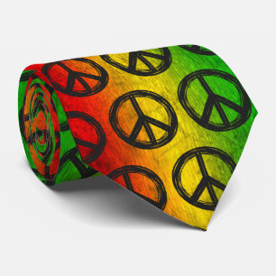 Coola Grunge Reggae Rasta Peace Symbol Neck Tie Slips