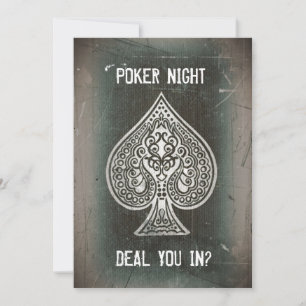 Coola Grunge Retro Poker Ess Spader Partyinbjudan Inbjudningar