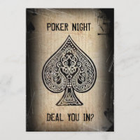Coola Grunge Retro Poker Spader Ess Inbjudan Till 