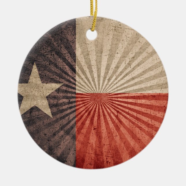 Coola Grunge Texas Flagga Julgransprydnad Keramik (Framsidan)