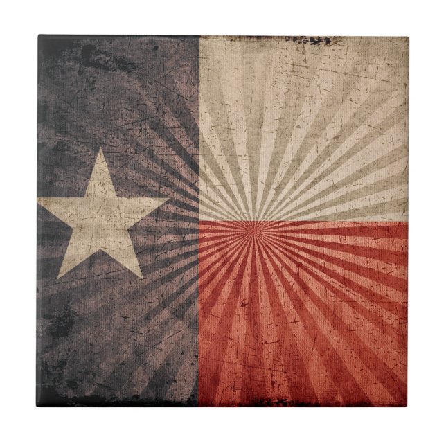 Coola Grunge Texas Flagga Kakelplatta (Framsidan)