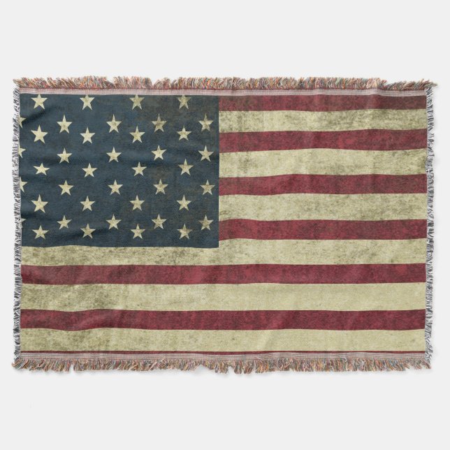 Coola Grunge U.S. Flagga Throw Blanket Filt (Framsidan)