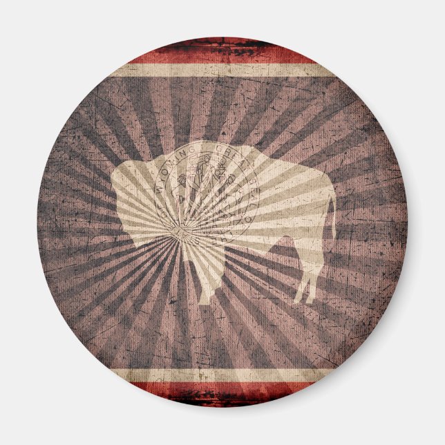 Coola Grunge Wyoming Flagga Magnet (Framsidan)
