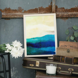 Coola Grungue Ocean Blue Sea Abstrakt Paeing Canvastryck