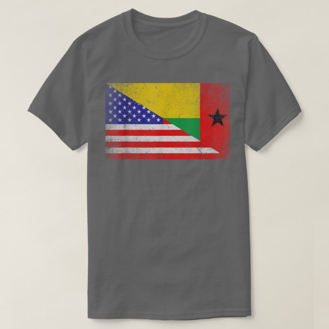 Coola Guinea-Bissau Flagga USA Amerikanska Flagga  T Shirt (Design framsida)