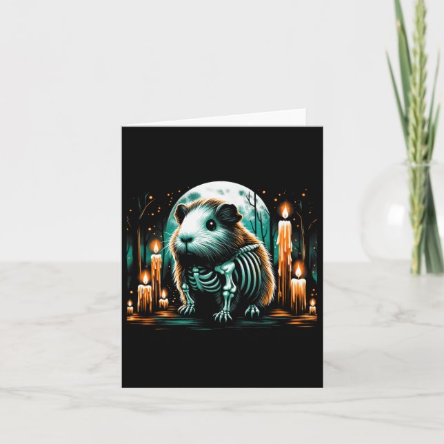 Coola Guinea Gris Skeleton Halloween-julfödelsedag Kort (Framsida)