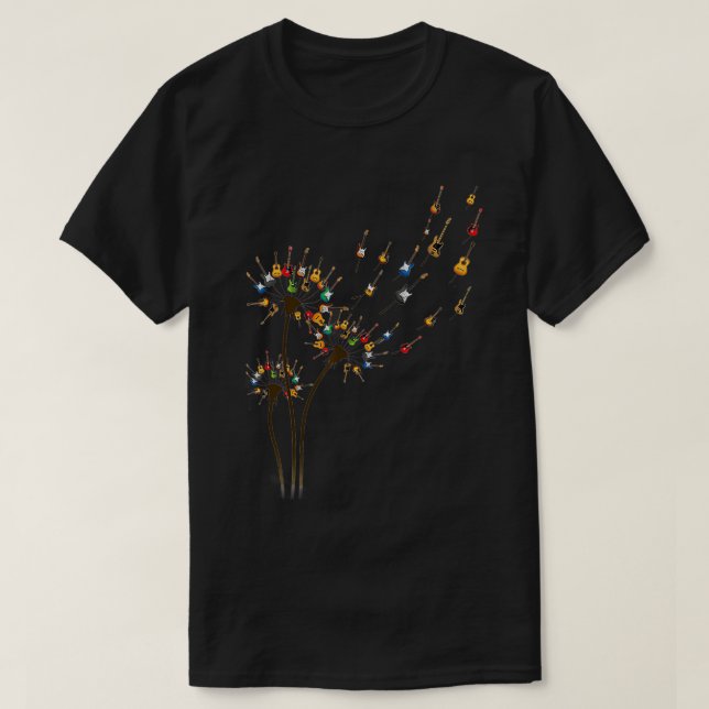 Coola Guitar Dandelion Flower Funny Musik noter Ma T Shirt (Design framsida)