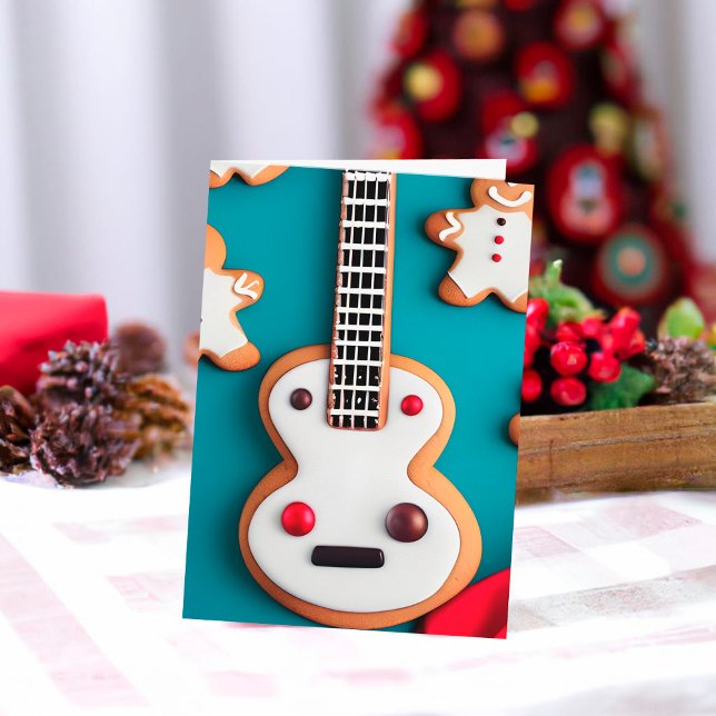 Coola Guitar Decorated Gingertea Cookie-jul Helgkort (Skapare uppladdad)