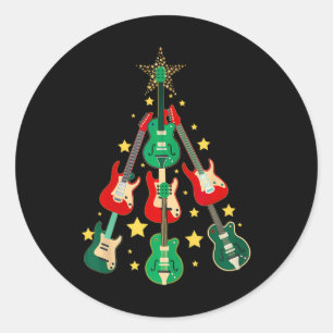 Coola Guitar Julgran Guitar Älskare jul Runt Klistermärke